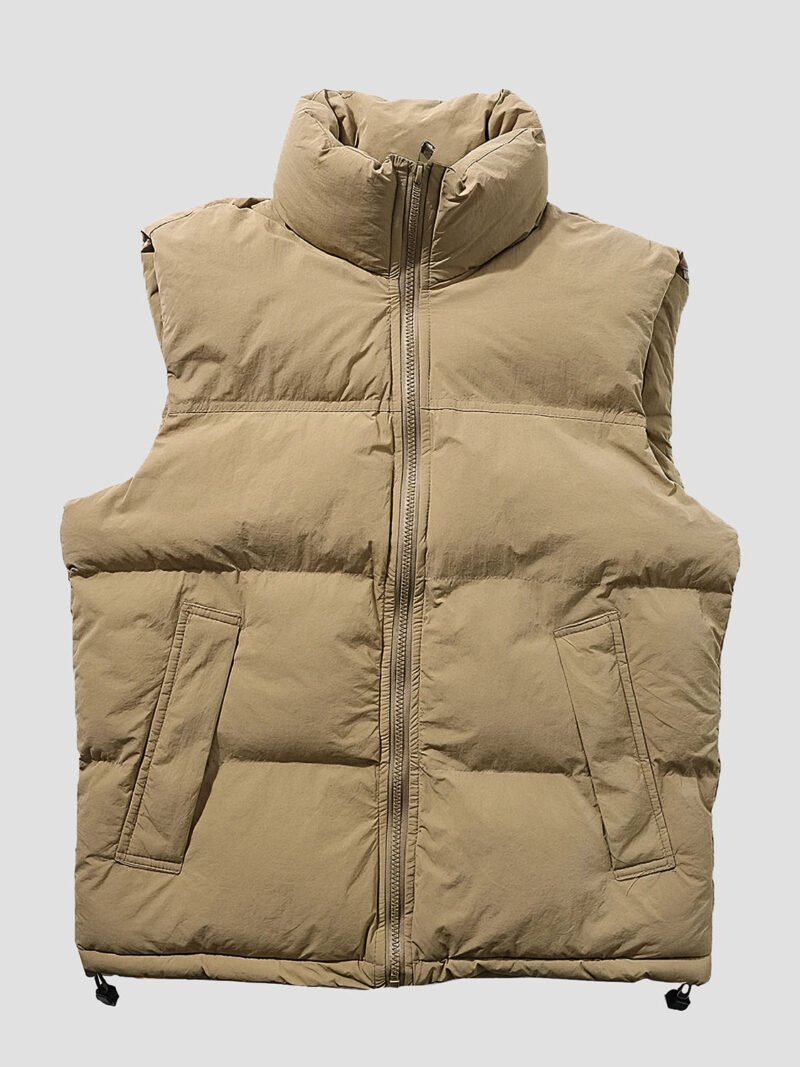 beige sleeveless down jacket for men