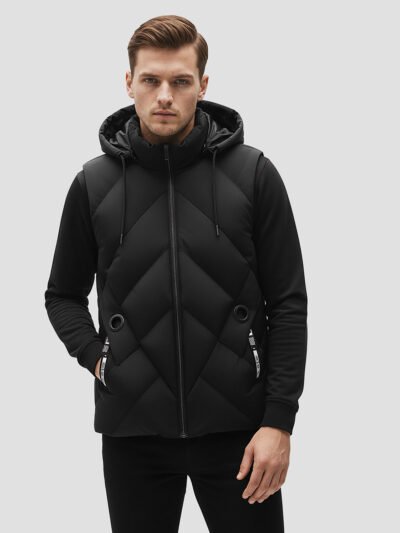 black sleeveless men's down jacket