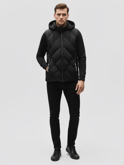 black sleeveless men's down jacket
