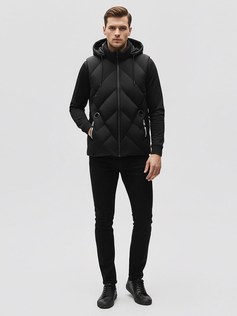 black sleeveless men's down jacket
