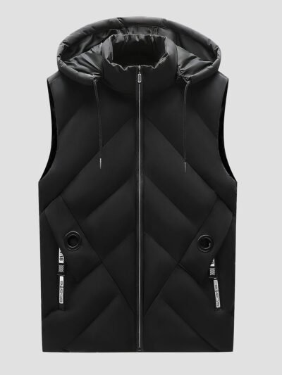 black sleeveless men's down jacket