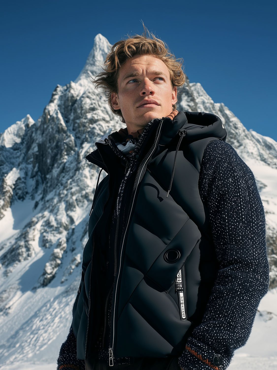 black sleeveless men's down jacket