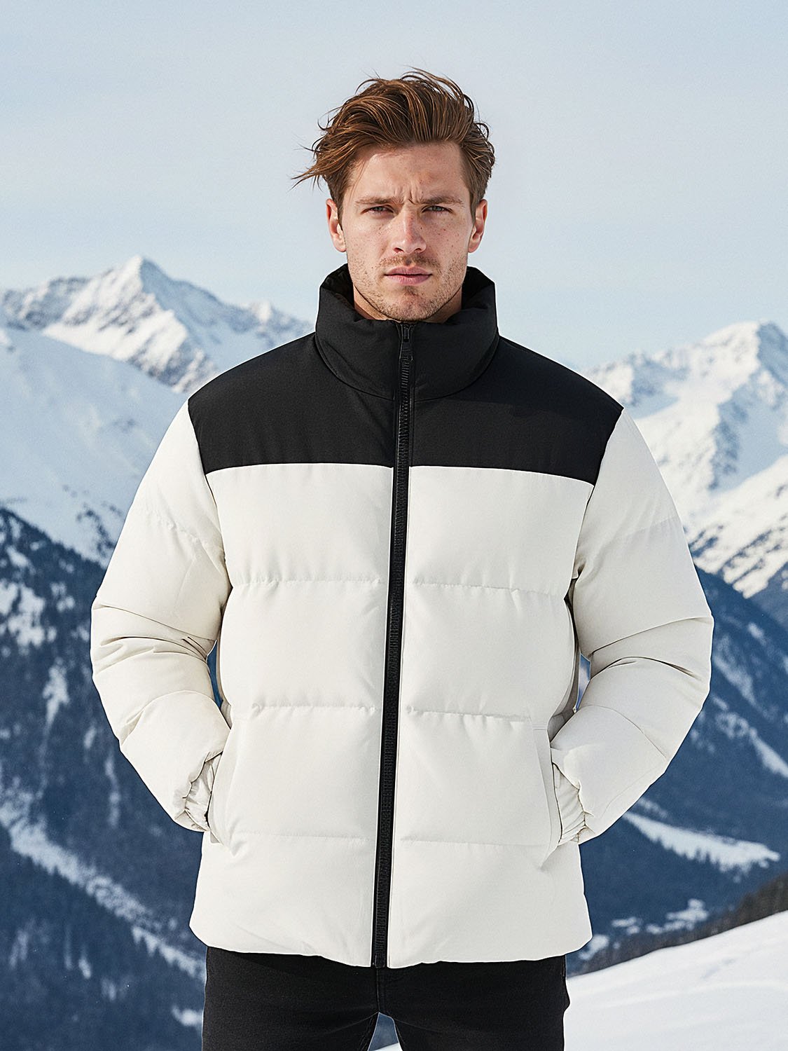 CONTRAST – Doudoune noire et blanche homme 5 men's black and white down jacket