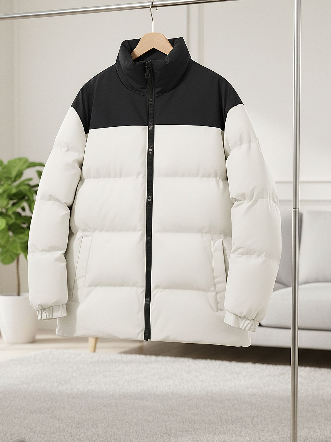 CONTRAST – Doudoune noire et blanche homme 7 mens black and white down jacket 7