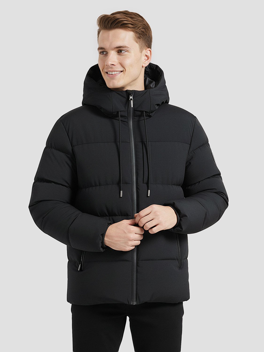 Sweat à Capuche Matelassé Homme Gris Avec Simili Cuir Noir - Taille XL - Prisim