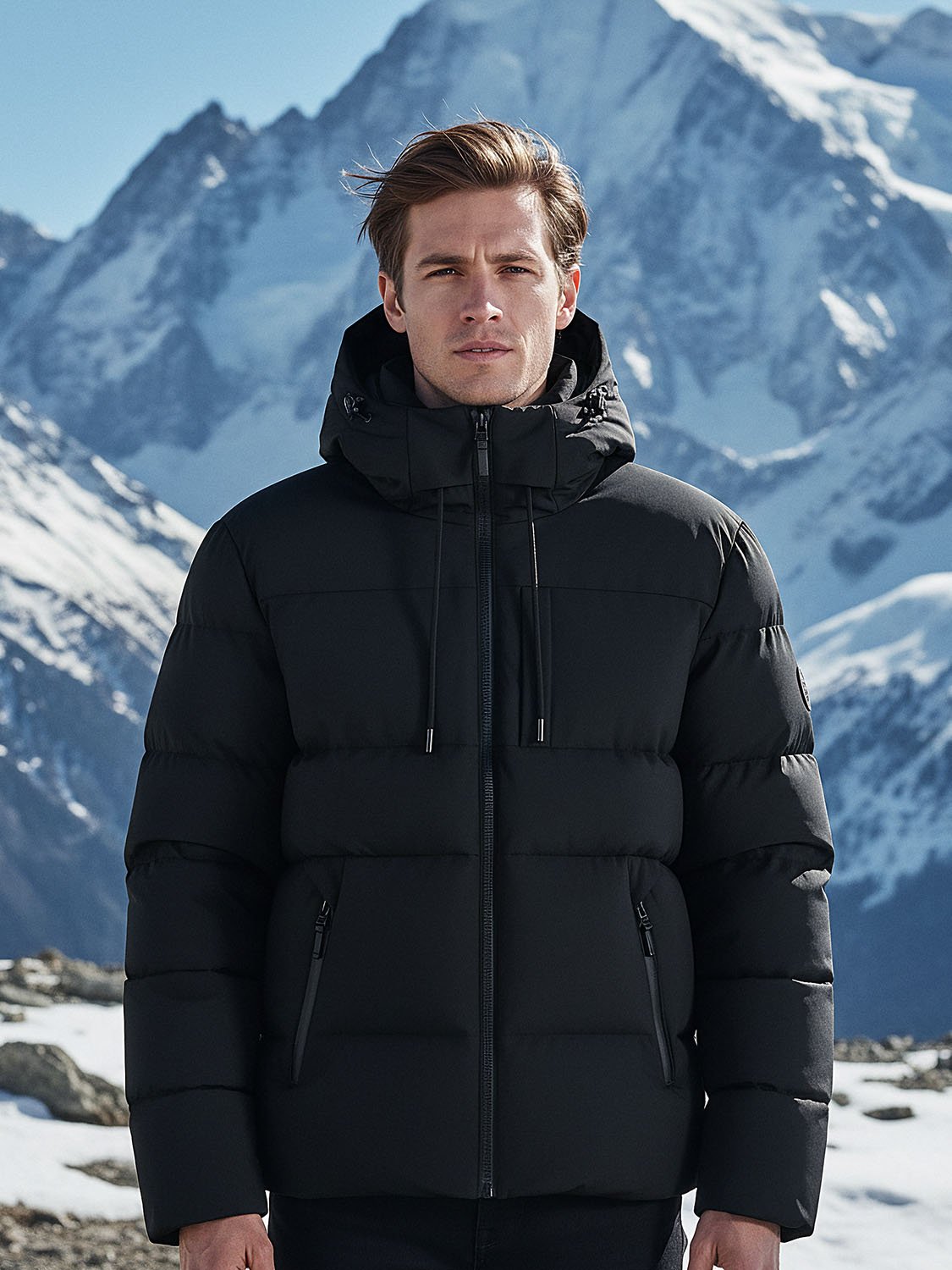 CAPBLACK – Doudoune Homme Noire avec Capuche 5 Men's Black Down Jacket with Hood