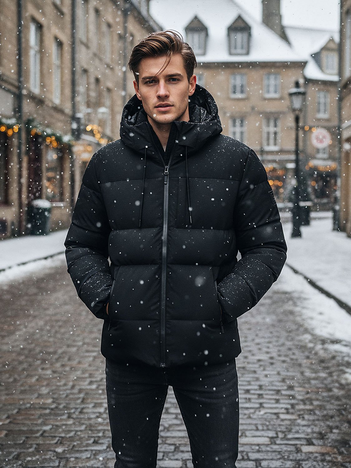 CAPBLACK – Doudoune Homme Noire avec Capuche 6 Men's Black Down Jacket with Hood