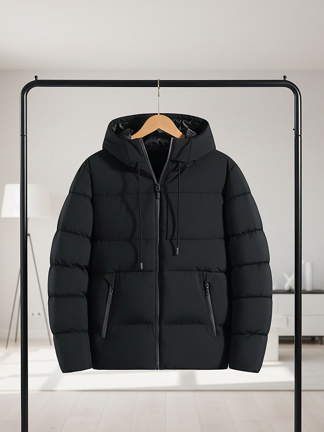 CAPBLACK – Doudoune Homme Noire avec Capuche 7 mens black down jacket with hood 8