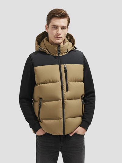 men's brown sleeveless down jacket