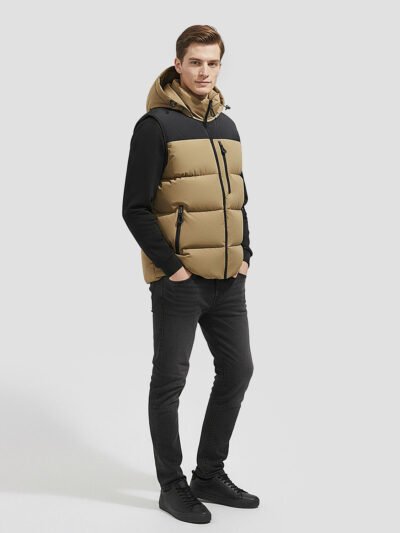 men's brown sleeveless down jacket