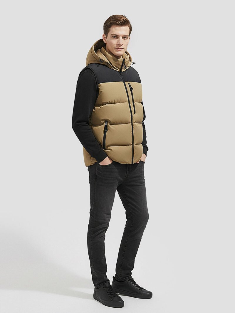 men's brown sleeveless down jacket