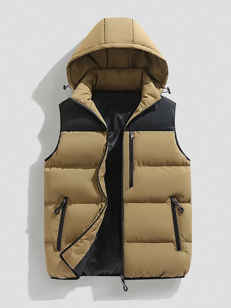 men's brown sleeveless down jacket