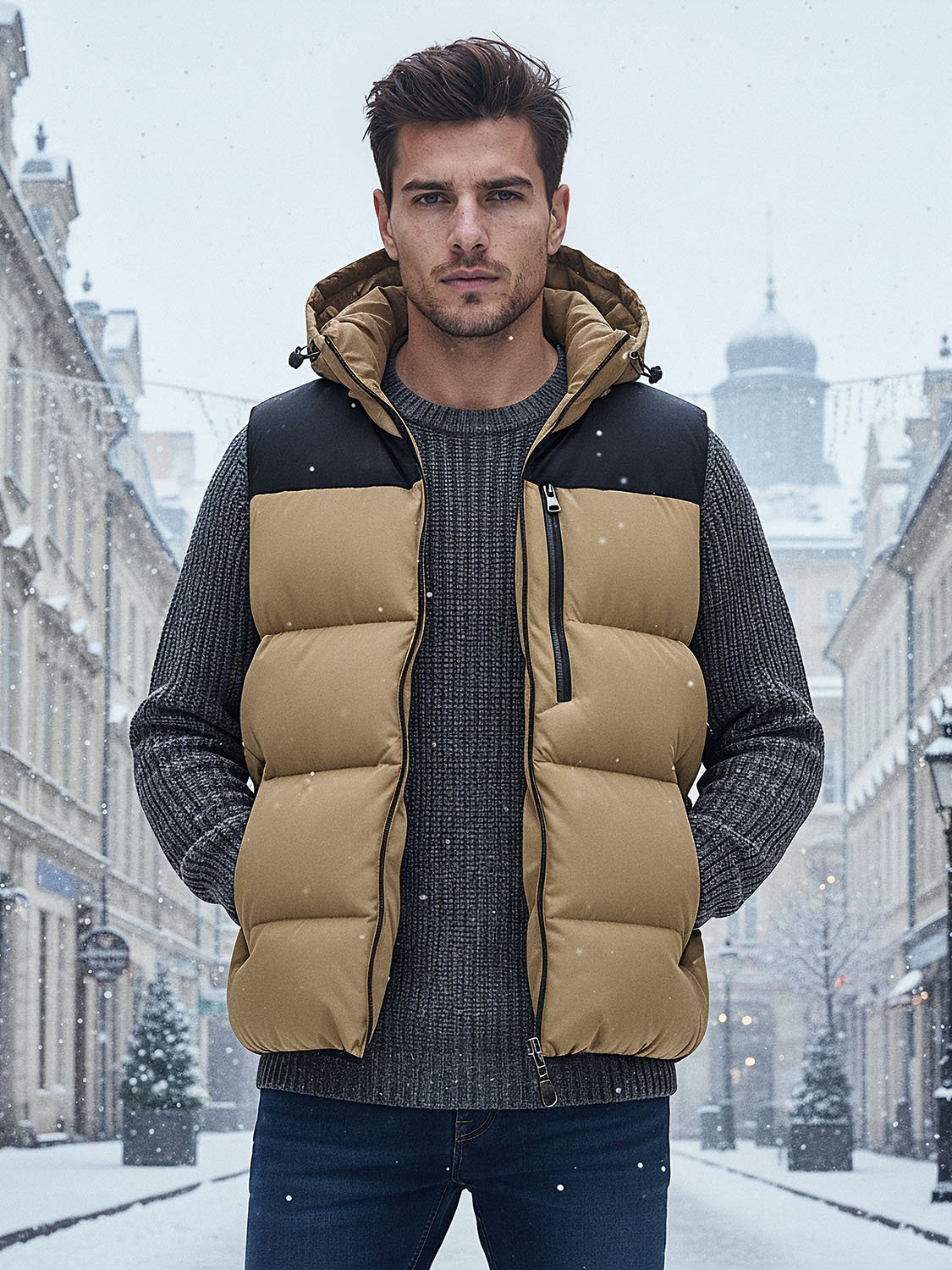 BROWNBEAR – Doudoune sans manche marron homme 5 men's brown sleeveless down jacket