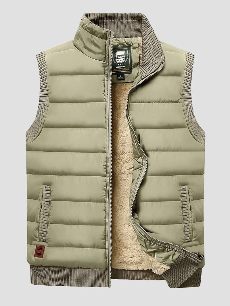 men's khaki sleeveless down jacket