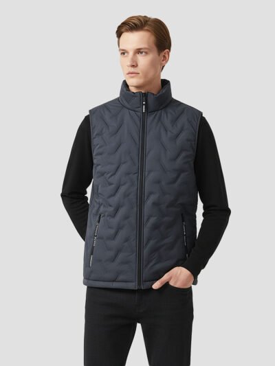 men's navy blue sleeveless down jacket