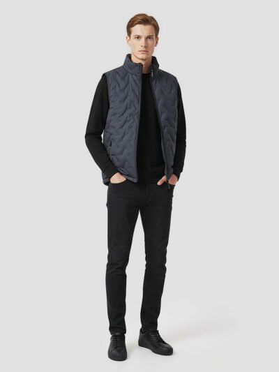 men's navy blue sleeveless down jacket