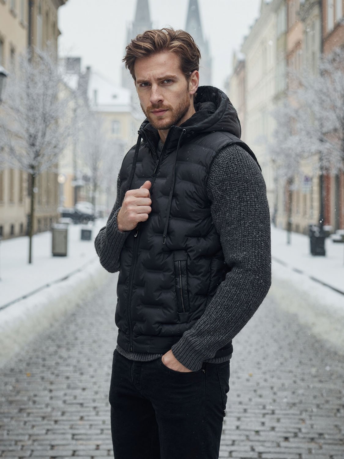 CAPHOOD – Doudoune sans manche avec capuche homme 6 men's sleeveless down jacket with hood