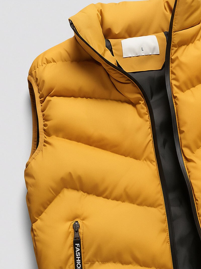 men's yellow sleeveless down jacket