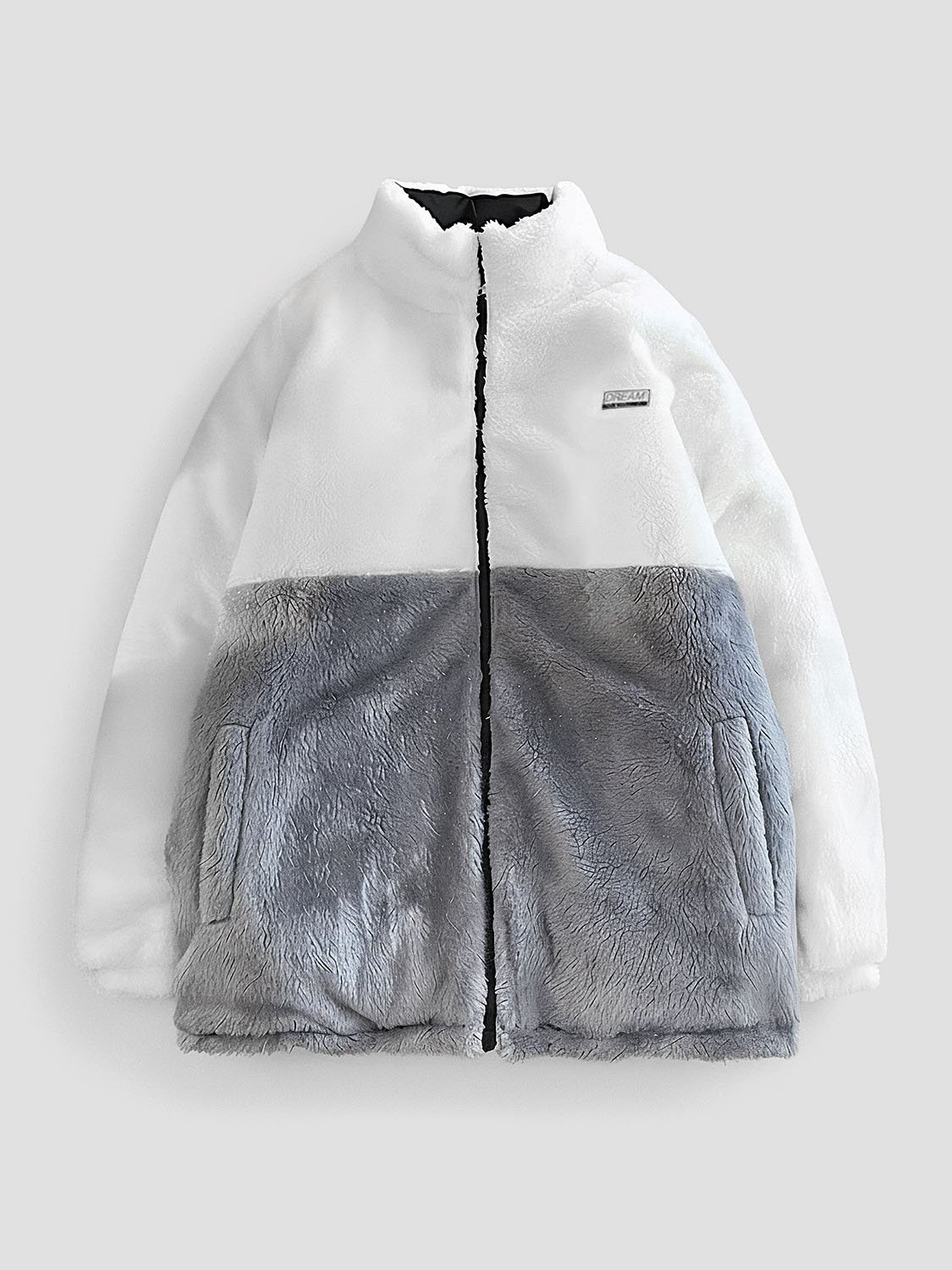 DUALFLEECE – Doudoune homme réversible polaire 4 Veste en peluche blanche et grise
