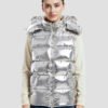 Women's silver sleeveless down jacket