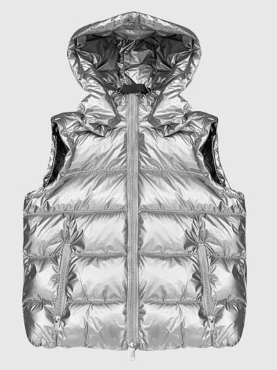 Women's silver sleeveless down jacket