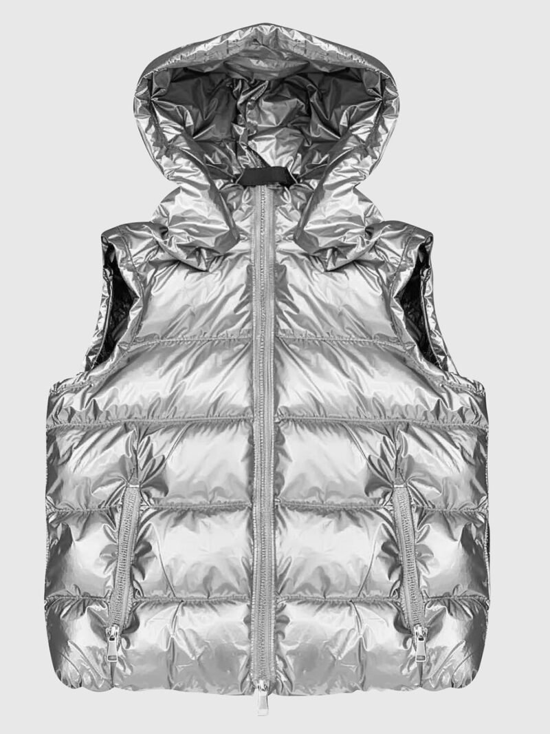Women's silver sleeveless down jacket