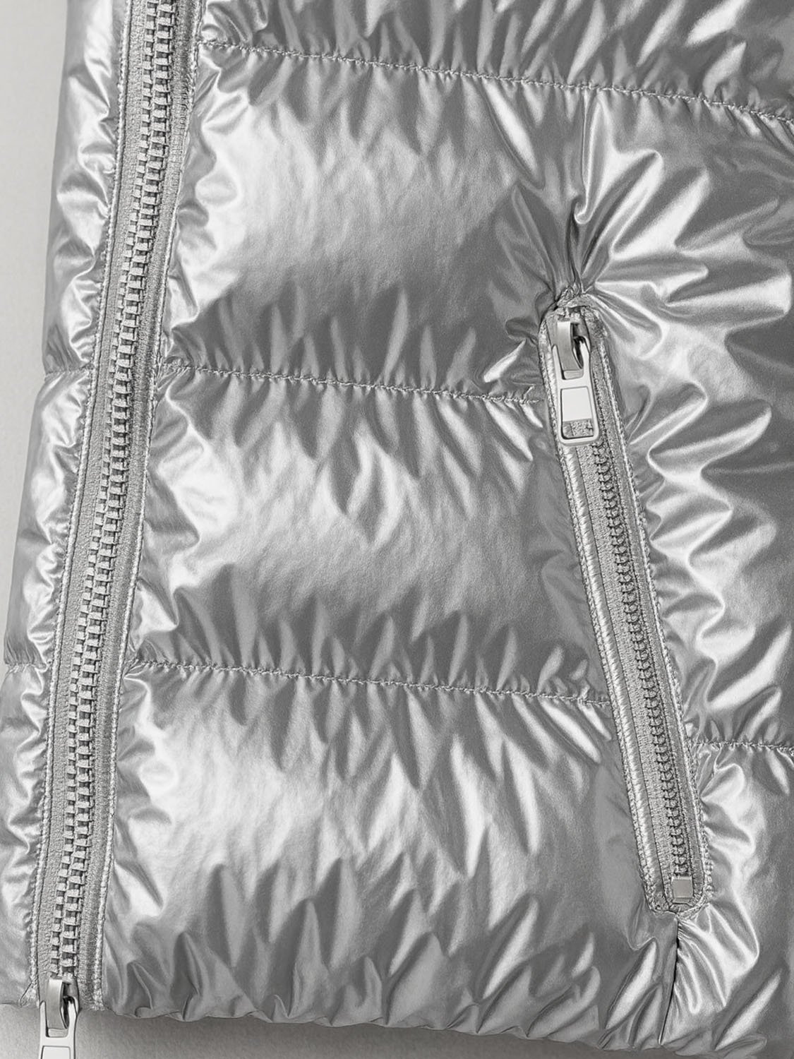 Women's silver sleeveless down jacket
